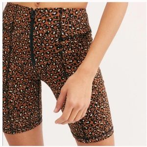 FP Movement Leopard Print Zipper Front Bike Shorts